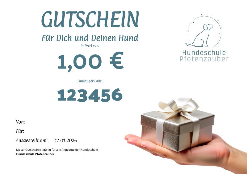 Geschenkgutschein der Hundeschule Pfotenzauber