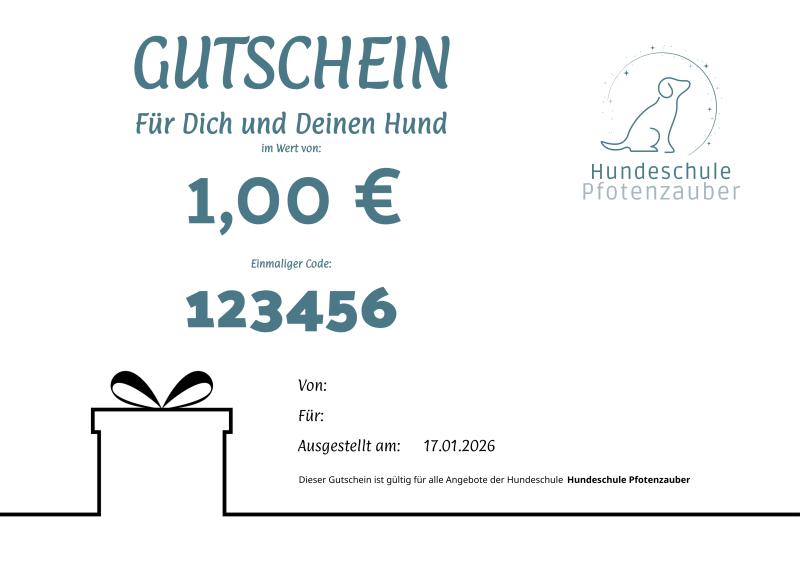 Geschenkgutschein der Hundeschule Pfotenzauber